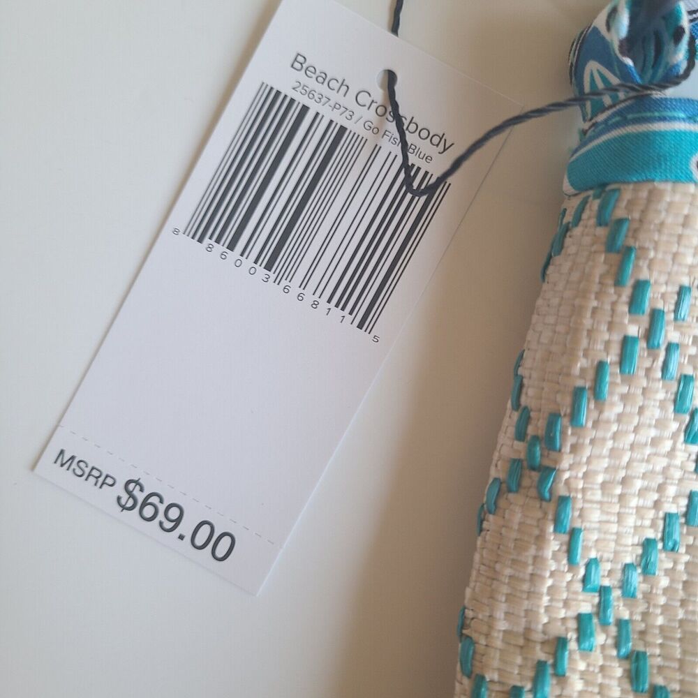 Vera Bradley Beach Crossbody Go Fish Blue Adjustable Strap Purse Summer Tropical - Picture 4 of 6